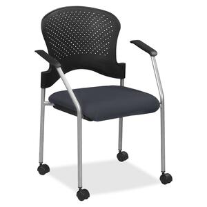 Eurotech Breeze Chair with Casters - Azurean Fabric Seat - Azurean Back - Gray Steel Frame - Four-legged Base - 1 Each