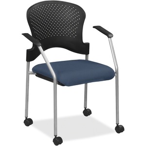 Eurotech breeze FS8270 Stacking Chair - Navy Fabric Seat - Navy Back - Gray Steel Frame - Four-legged Base - 1 Each