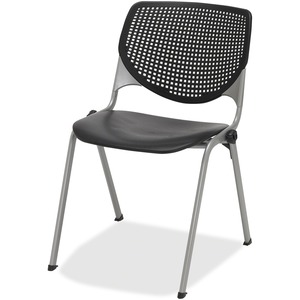 KFI+2300+Kool+Series+-+Black+Polypropylene+Seat+-+Black+Polypropylene%2C+Aluminum+Alloy+Back+-+Silver%2C+Powder+Coated+Steel+Frame+-+Four-legged+Base+-+Armrest+-+1+Each