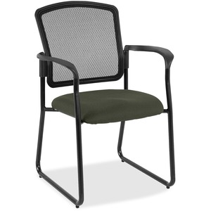 Eurotech Dakota 2 Sled Base Guest Chair - Olive Green Fabric Seat - Steel Frame - 1 Each
