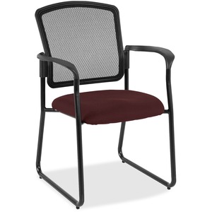 Eurotech Dakota 2 Sled Base Guest Chair - Burgundy Fabric Seat - Steel Frame - 1 Each