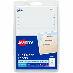 Avery%C2%AE+File+Folder+Labels+on+4%26quot%3B+x+6%26quot%3B+Sheets%2C+Removable+Adhesive%2C+White%2C+2%2F3%26quot%3B+x+3-7%2F16%26quot%3B+%2C+252+Labels+%285230%29