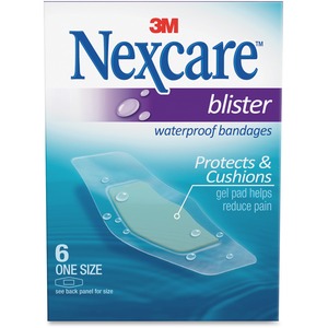 Nexcare+Blister+Waterproof+Bandages+-+1+Size+-+1.06%26quot%3B+x+2.25%26quot%3B+-+6%2FBox+-+Clear