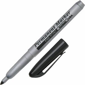 SKILCRAFT%C2%AE+Permanent+Markers+-+Fine+Marker+Point+-+Black+Ink+-+Gray+Barrel+-+1+Dozen