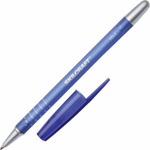 SKILCRAFT%C2%AE+Ballpoint+Stick+Pens+-+Medium+Pen+Point+-+Refillable+-+Blue+Ink+-+Rubberized+Barrel+-+1+Dozen