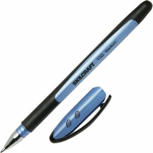 SKILCRAFT%C2%AE+100+Rubberized+Stick+Pen+-+Medium+Pen+Point+-+Blue+Ink+-+Gel-based+-+Blue+Barrel+-+1+Dozen