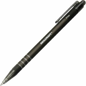 SKILCRAFT%C2%AE+Clean+Click+Ballpoint+Pens+-+Fine+Pen+Point+-+Retractable+-+Black+Ink+-+Rubberized+Barrel+-+1+Dozen