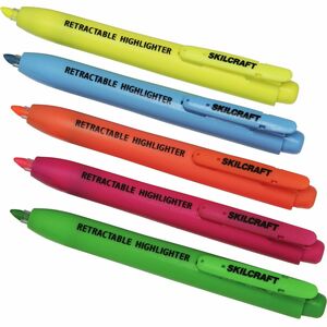 SKILCRAFT%C2%AE+Retractable+Highlighters+-+Chisel+Marker+Point+-+Retractable+-+Assorted+Ink+-+Polyester+Tip+-+5+%2F+Set