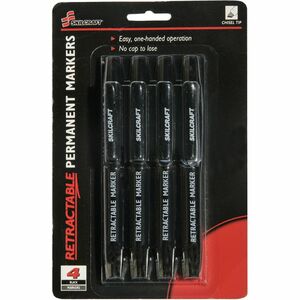 SKILCRAFT%C2%AE+Retractable+Permanent+Markers+-+Medium+Chisel%2C+Fine%2C+Broad+Marker+Point+-+Retractable+-+Black+Ink+-+Polyester+Tip+-+4+%2F+Pack