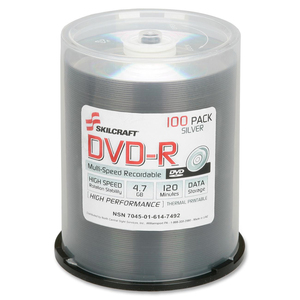 SKILCRAFT%C2%AE+DVD+Recordable+Media+-+DVD-R+-+4.70+GB+-+50+-+120mm+-+Printable+-+Thermal+Print+Technology+-+2+Hour+Maximum+Recording+Time