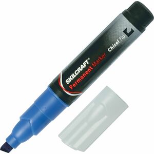 SKILCRAFT%C2%AE+Large+Permanent+Markers+-+Jumbo+Chisel+Marker+Point+-+Blue+Ink+-+1+Dozen