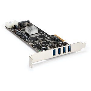 StarTech.com 4 Port PCI Express (PCIe) SuperSpeed USB 3.0 Card Adapter w/ 4 Dedicated 5Gbps Channels - UASP - SATA/LP4 Power - Add four USB 3.0 ports with four independent channels, LP/SATA power, and charging support to your PC through a PCI Express slot - 4 Port PCIe SuperSpeed USB 3.0 Card w/ 4 Dedicated 5Gbps Channels - UASP - SATA/LP4 - Quad Port USB 3.0 PCIe Controller