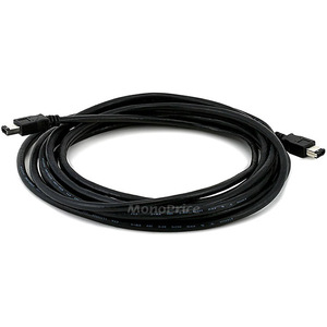 Monoprice IEEE-1394 FireWire iLink DV Cable 6P-6P M/M - 15ft (Black) - 15 ft FireWire Data