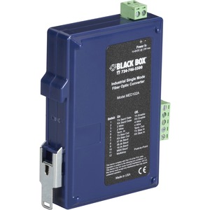 Black Box Industrial DIN Rail RS-232/RS-422/RS-485 Fiber Driver, Single-Mode