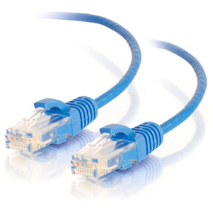 C2G 1.5ft Cat6 Slim Snagless Unshielded (UTP) Ethernet Cable - Blue - 1.5 ft Category 6 Network Cable for Network Device - First End: 1 x RJ-45 Network - Male - Second End: 1 x RJ-45 Network - Male - Patch Cable - 28 AWG - Blue