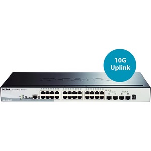 D-Link SmartPro DGS-1510-28P Ethernet Switch - 28 Ports - Manageable - Gigabit Ethernet, 10 Gigabit Ethernet - 10/100/1000Base-T, 1000Base-X, 10GBase-X - 2 SFP Slots - Twisted Pair, Optical Fiber