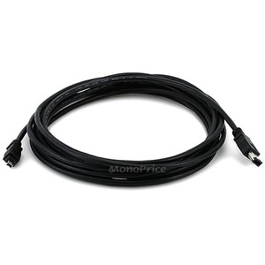 Monoprice IEEE-1394 FireWire iLink DV Cable 6P-4P M/M - 15ft (BLACK) - 15 ft Data Transfer