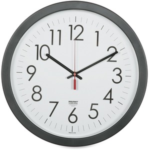 SKILCRAFT%C2%AE+14.5%26quot%3B+Round+Workstation+Wall+Clock+-+Analog+-+Quartz+-+White+Main+Dial+-+Black+Case+-+Plastic