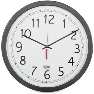 SKILCRAFT%C2%AE+16.5%26quot%3B+Round+Workstation+Wall+Clock+-+Analog+-+Quartz+-+White+Main+Dial+-+Black+Case+-+Plastic