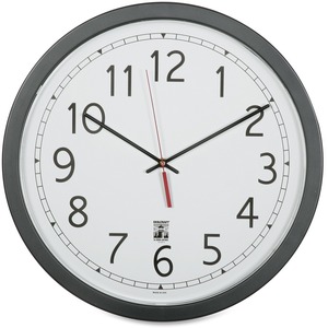 SKILCRAFT%C2%AE+16.5%26quot%3B+Round+SelfSet+Wall+Clock+-+Analog+-+Quartz+-+White+Main+Dial+-+Black+Case+-+Plastic