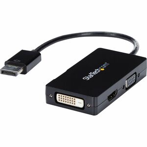 StarTech.com Travel A/V adapter: 3-in-1 DisplayPort to VGA DVI or HDMI converter - Connect a DisplayPort-equipped PC to an HDMI, VGA, or DVI Display - Connect Laptop to TV - DisplayPort to DVI - DisplayPort to VGA - DisplayPort to HDMI - DP to DVI - DP to VGA - DP to HDMI - DisplayPort 3-in-1 Converter - BYOD DP Converter