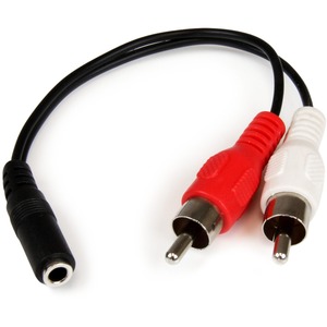 StarTech.com 6in Stereo Audio Cable - 3.5mm Female to 2x RCA Male - Connect your computer or audio device (iPod, MP3 Player, etc.) to a stereo with standard RCA cables - 3.5mm Stereo Female to 2x RCA Male Adapter - 3.5mm to RCA Audio Cable Splitter - RCA to AUX Cable - 6in Stereo Audio Cable 3.5mm (F) to 2x RCA (M)
