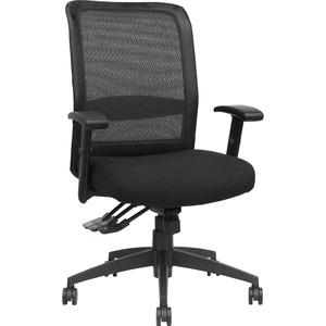 Lorell+Executive+High-Back+Mesh+Multifunction+Office+Chair+-+Black+Fabric+Seat+-+Black+Back+-+Steel+Frame+-+5-star+Base+-+Black+-+1+Each