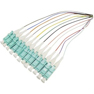 AddOn 1m Splice to LC OM3 OFNR (Riser-Rated) 12-Strand Fiber Pigtail Cable