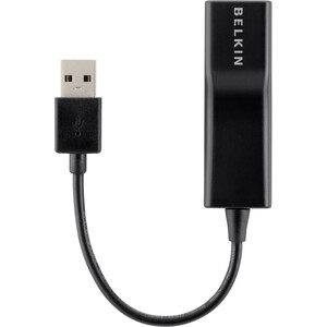 Belkin USB 2.0 Ethernet Adapter - USB - 1 Port(s) - 1 x Network (RJ-45) - Twisted Pair - 1