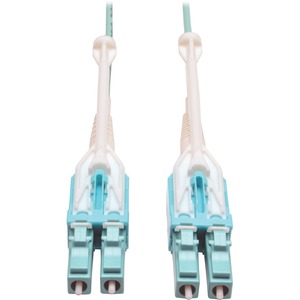 Tripp Lite by Eaton 10Gb Duplex Multimode 50/125 OM3 LSZH Fiber Patch Cable with Push/Pull Tab Connectors (LC/LC) - Aqua 1M (3 ft.)