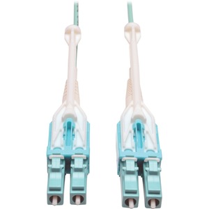 Tripp Lite by Eaton 10Gb Duplex Multimode 50/125 OM3 LSZH Fiber Patch Cable with Push/Pull Tab Connectors (LC/LC) - Aqua 3M (10 ft.)