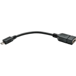 Tripp Lite by Eaton Micro USB to USB OTG Host Adapter Cable 5-Pin Micro USB B to USB A M/F 6-in. (15.24 cm)