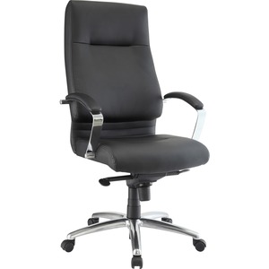 Lorell+Executive+High-back+Chair+with+Fixed+Arms+-+Leather+Seat+-+Black+Leather+Back+-+5-star+Base+-+1+Each