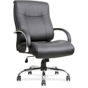 Lorell+Deluxe+Big+%26+Tall+Chair+-+Black+Bonded+Leather+Seat+-+Black+Bonded+Leather+Back+-+5-star+Base+-+Black+-+1+Each