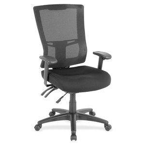Lorell High-Back Mesh Chair - Black Fabric Seat - Black Nylon Back - 5-star Base - Black - 1 Each