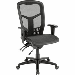 Lorell+Executive+Mesh+High-Back+Swivel+Office+Chair+-+Black+Mesh+Seat+-+Black+Steel%2C+Plastic+Frame+-+5-star+Base+-+1+Each