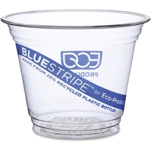 Eco-Products BlueStripe Cold Cups - 9 fl oz - 20 / Carton - Clear - Cold Drink - Recycled