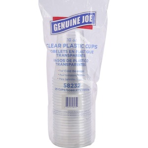 Genuine Joe Clear Plastic Cups - 10 fl oz - 25 / Pack - Clear - Plastic - Cold Drink