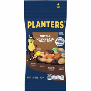 Planters Nut/Chocolate Trail Mix - Chocolate, Nutty - 2 oz - 72 / Carton