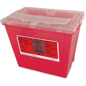 Impact+2-gallon+Sharps+Container+-+2+gal+Capacity+-+Rectangular+-+Puncture+Resistant%2C+Handle+-+9.2%26quot%3B+Height+x+7.9%26quot%3B+Width+-+Red%2C+Translucent+-+1+Each