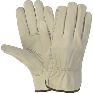 MCR Safety Durable Cowhide Leather Work Gloves - Large Size - Cream - Durable, Comfortable, Flexible - For Construction - 1 / Pair