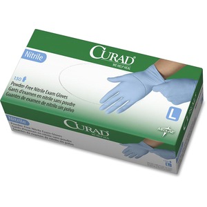 Curad+Powder-free+Nitrile+Disposable+Exam+Gloves+-+Large+Size+-+Full-Textured+Design+-+Blue+-+Latex-free%2C+Non-sterile%2C+Chemical+Resistant+-+For+Medical+-+150+%2F+Box+-+9.50%26quot%3B+Glove+Length