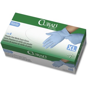 Curad+Powder-free+Nitrile+Disposable+Exam+Gloves+-+X-Large+Size+-+Full-Textured+Design+-+Blue+-+Latex-free%2C+Non-sterile%2C+Chemical+Resistant+-+For+Medical+-+130+%2F+Box+-+9.50%26quot%3B+Glove+Length