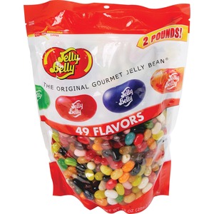 Jelly Belly 49 Flavors Jelly Bean Bag - Cream Soda, Root Beer, Blueberry, Bubblegum, Buttered Popcorn, Cantaloupe, Cappuccino, Caramel Corn, Cinnamon, Cotton Candy, Green Apple, ... - Resealable Container - 2 lb - 1 / Bag Per Pouch