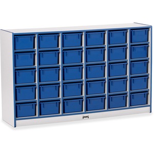 Jonti-Craft+Rainbow+Accents+Cubbie-trays+Storage+Unit+-+30+Compartment%28s%29+-+35.50%26quot%3B+Height+x+57.50%26quot%3B+Width+x+15%26quot%3B+Depth+-+Laminated%2C+Chip+Resistant+-+Blue+-+Rubber+-+1+Each