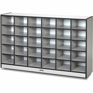 Jonti-Craft+Rainbow+Accents+Toddler+Single+Storage+-+30+Compartment%28s%29+-+35.50%26quot%3B+Height+x+57.50%26quot%3B+Width+x+15%26quot%3B+Depth+-+Laminated%2C+Chip+Resistant+-+Black+-+Rubber+-+1+Each