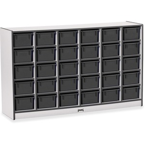 Jonti-Craft+Rainbow+Accents+Cubbie-trays+Storage+Unit+-+30+Compartment%28s%29+-+35.50%26quot%3B+Height+x+57.50%26quot%3B+Width+x+15%26quot%3B+Depth+-+Laminated%2C+Chip+Resistant+-+Black+-+Rubber+-+1+Each
