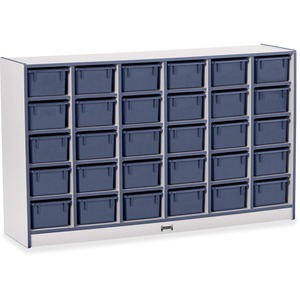 Jonti-Craft+Rainbow+Accents+Cubbie-trays+Storage+Unit+-+30+Compartment%28s%29+-+35.50%26quot%3B+Height+x+57.50%26quot%3B+Width+x+15%26quot%3B+Depth+-+Laminated%2C+Chip+Resistant+-+Navy+-+Rubber+-+1+Each