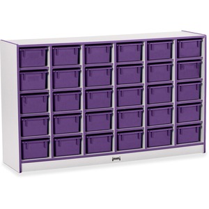 Jonti-Craft+Rainbow+Accents+Cubbie-trays+Storage+Unit+-+30+Compartment%28s%29+-+35.50%26quot%3B+Height+x+57.50%26quot%3B+Width+x+15%26quot%3B+Depth+-+Laminated%2C+Chip+Resistant+-+Purple+-+Rubber+-+1+Each