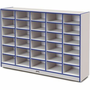 Jonti-Craft+Rainbow+Accents+Cubbie+Mobile+Storage+-+30+Compartment%28s%29+-+42%26quot%3B+Height+x+60%26quot%3B+Width+x+15%26quot%3B+Depth+-+Durable%2C+Laminated+-+Blue+-+Hard+Rubber+-+1+Each
